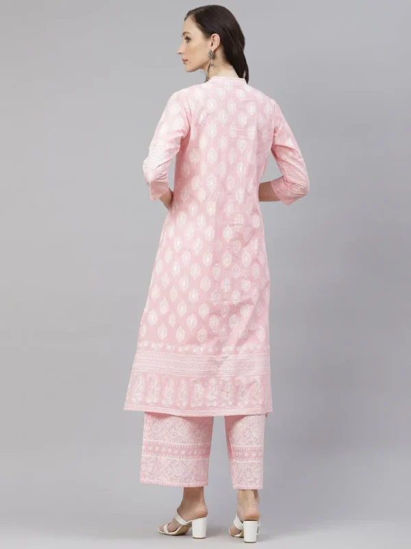 Divena Baby Pink Cotton Kurta Palazzo Set - Image 4