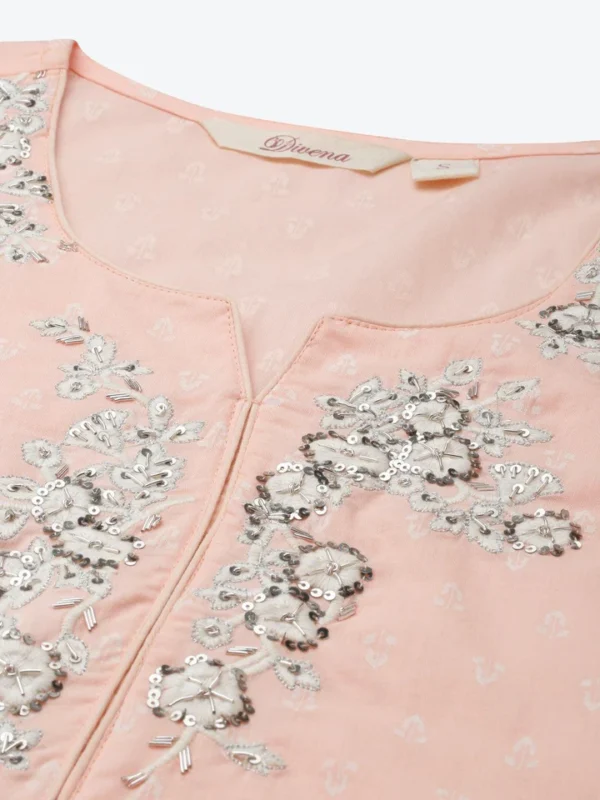 Divena Light Pink Kurta Palazzo Set with Net Dupatta - Image 3