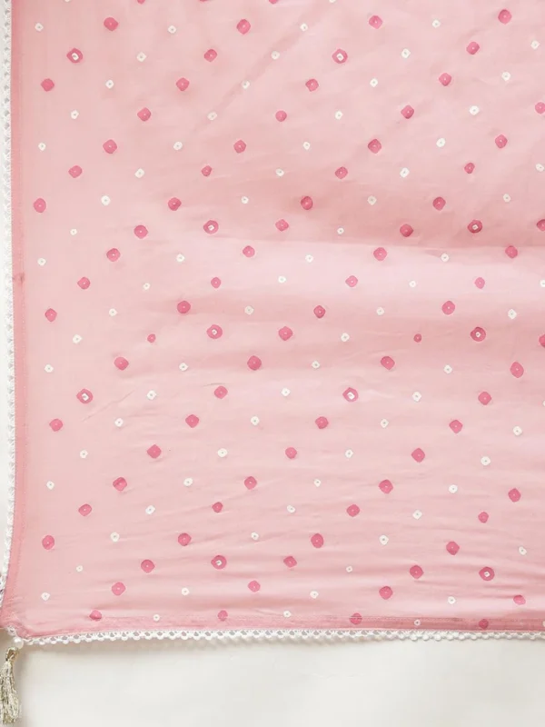 Divena Pink Cotton A-line kurta Pant set with Dupatta - Image 7