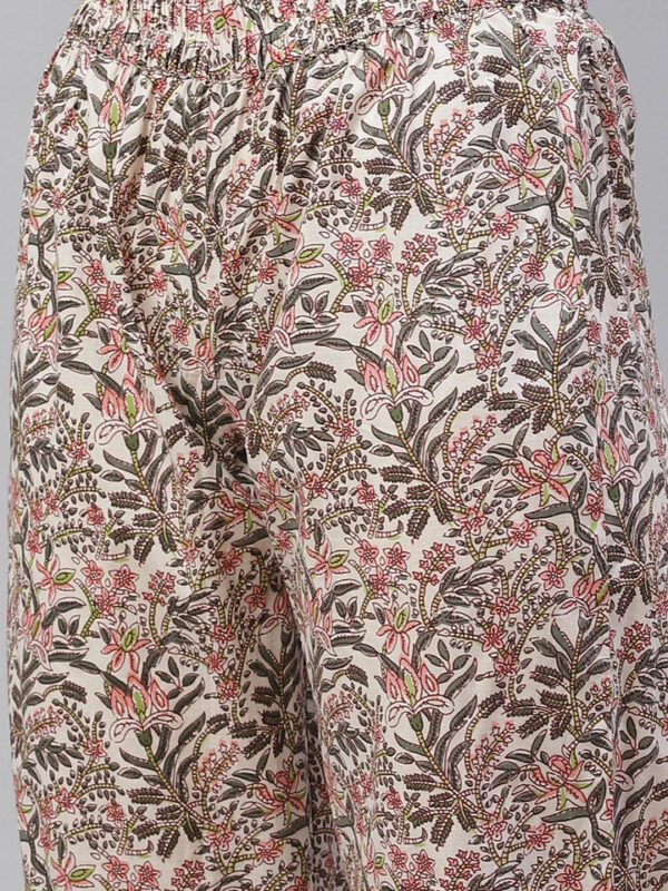 Divena Off white Floral anarkali kurta pant set with Dupatta - Image 6