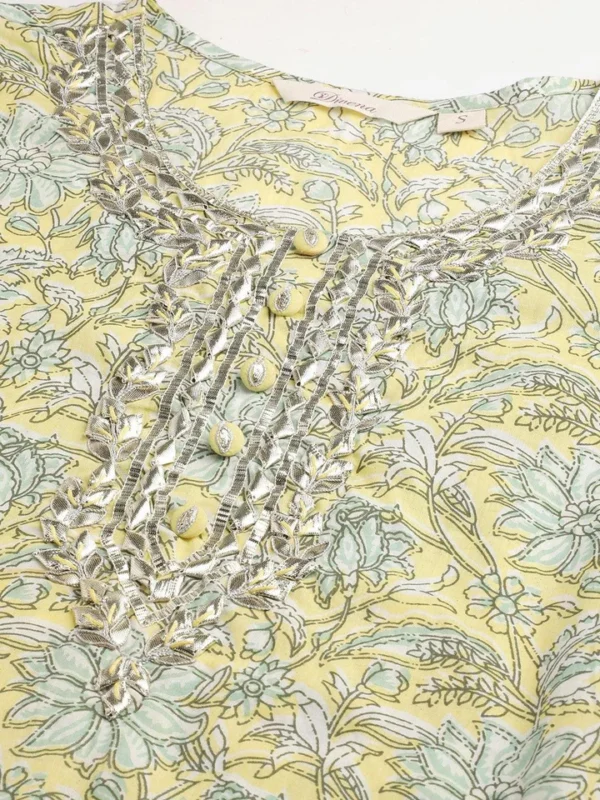 Divena yellow Cotton Straight Kurta pant set - Image 5