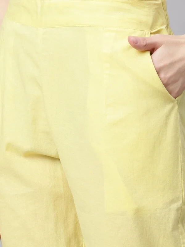 Divena yellow Cotton Straight Kurta pant set - Image 6