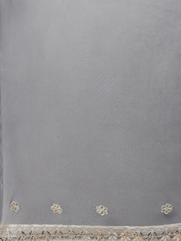 Divena Royal Navy Blue Velvet Zardozi work Embroidered Kurta Pant With Net Dupatta set - Image 9