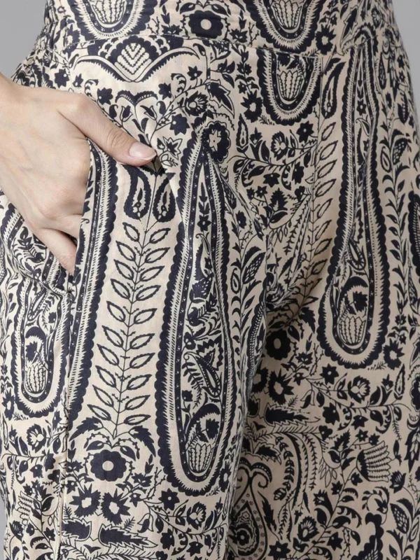 Divena Beige Cotton Straight Kurta pant set with Dupatta - Image 6