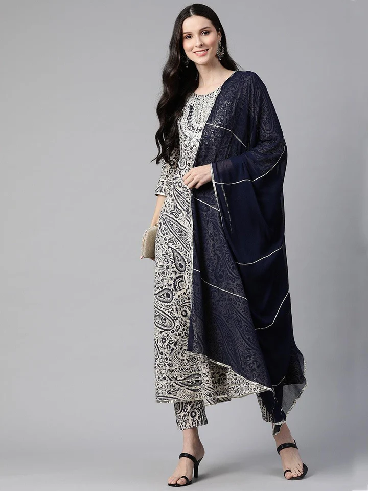 DK0695.7_720x Divena Beige Cotton Straight Kurta pant set with Dupatta - Image 1