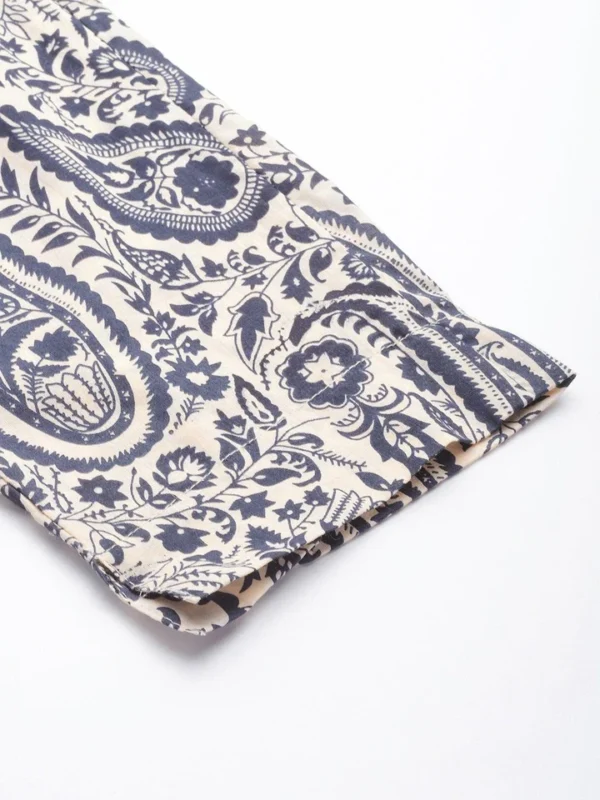 Divena Beige Cotton Straight Kurta pant set with Dupatta - Image 8