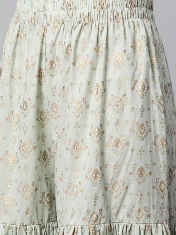 Divena Sea Green Golden Printed Kurta Sharara set with Dupatta - Image 6