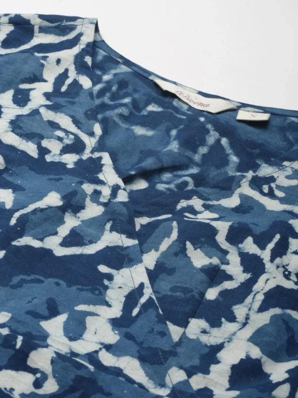 Divena Indigo Hand Block Printed Short Dress - Image 5