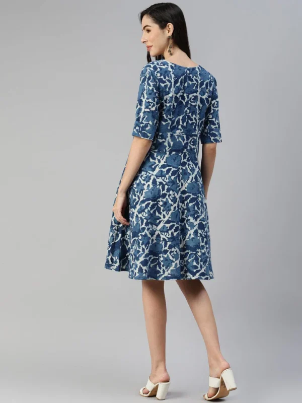 Divena Indigo Hand Block Printed Short Dress - Image 4