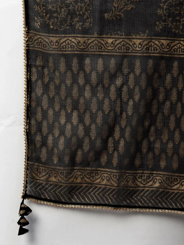 Divena Black Gold Printed Cotton Kurta Sharara Set with Dupatta - Image 7