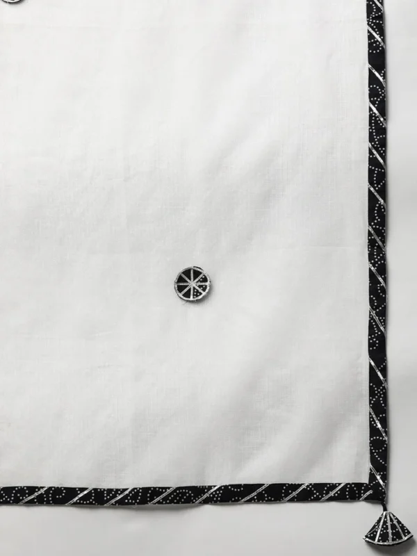 Divena Black and White Cotton Kurta Pant Set With Dupatta - Image 7