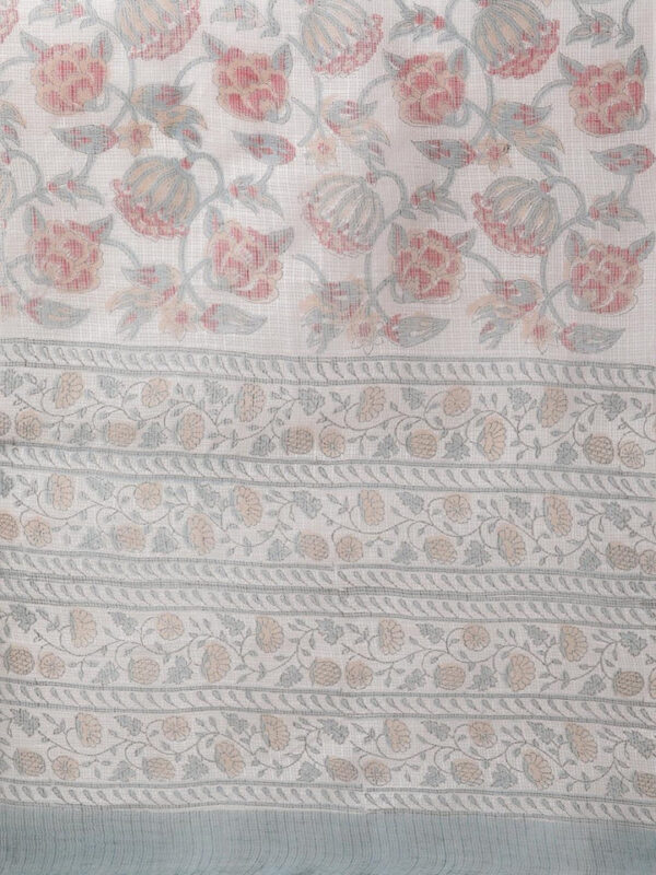 Divena Turquoise Blue Hand Block Printed Kurta Pant Set with Dupatta - Image 7