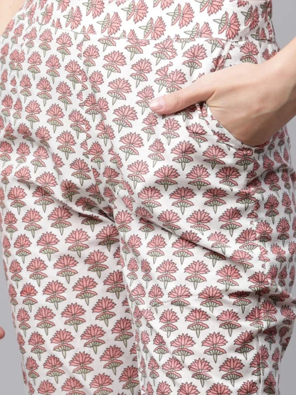 Divena White Floral Kurta pant set with Mulmul Dupatta - Image 6