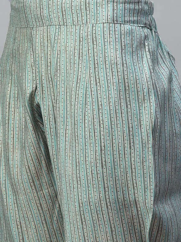 Divena Blue Hand Work Bandhani Printed Muslin Kurta Pant Set with Dupatta - Image 6