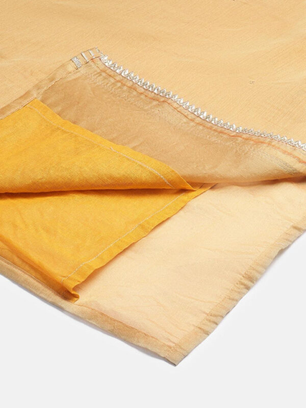 Divena Yellow Gold Embroidered Chenderi Kurta Sharara Set with Dupatta - Image 7