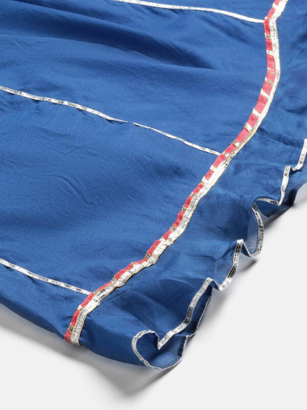 Divena Blue Solid Chenderi Kurta Skirt Set with Dupatta - Image 9