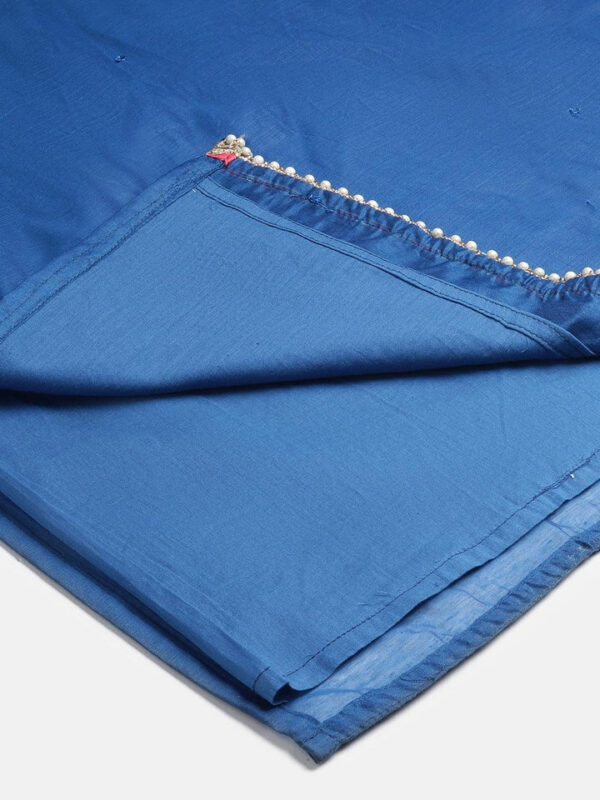Divena Blue Solid Chenderi Kurta Skirt Set with Dupatta - Image 10