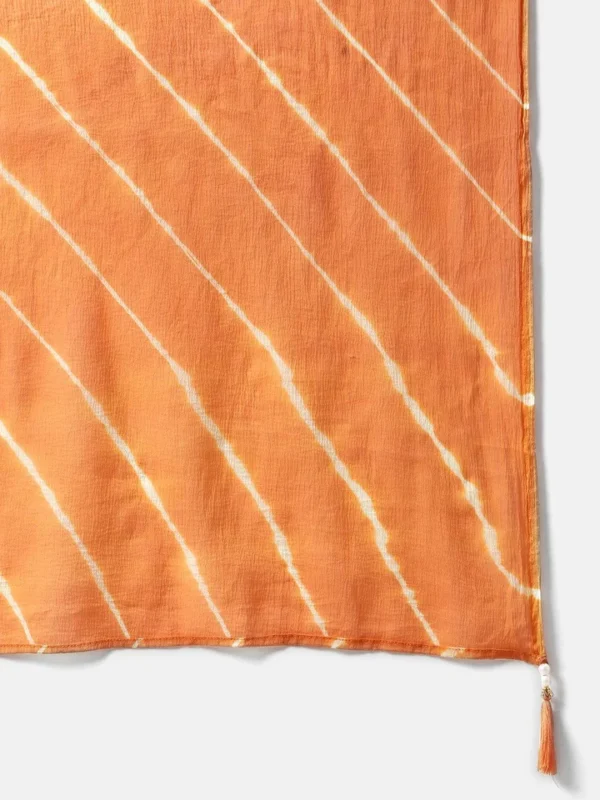 Divena Orange Chanderi Kurta Cotton pant set With Chiffon leheriya Dupatta - Image 7