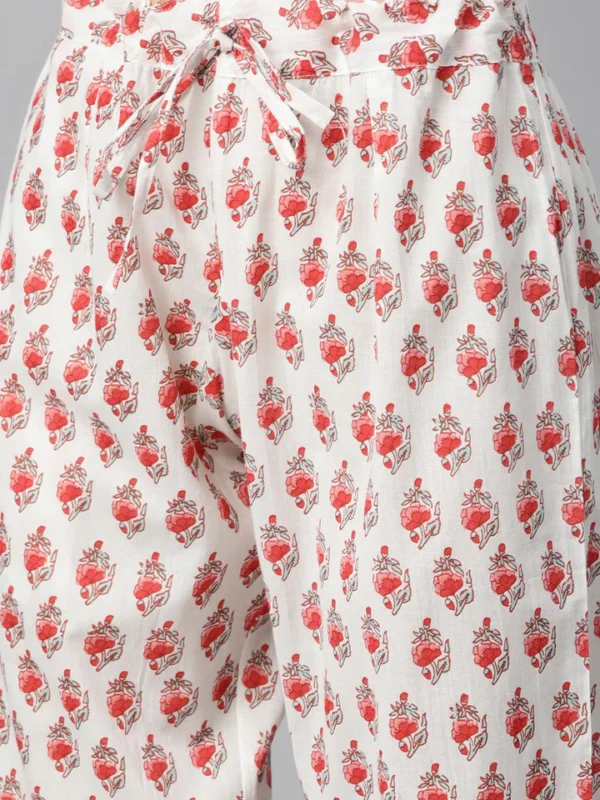 Divena White Floral Printed Kurta Pant Set with Dupatta - Image 6