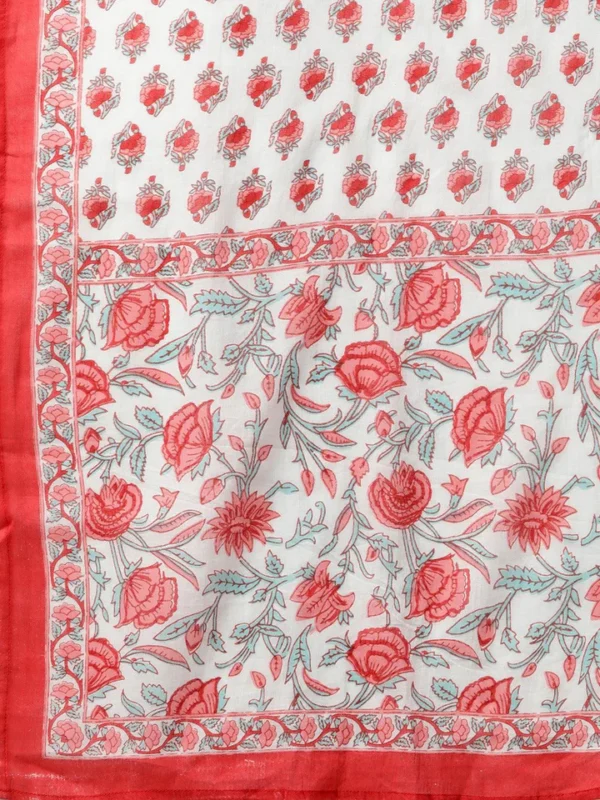 Divena White Floral Printed Kurta Pant Set with Dupatta - Image 7