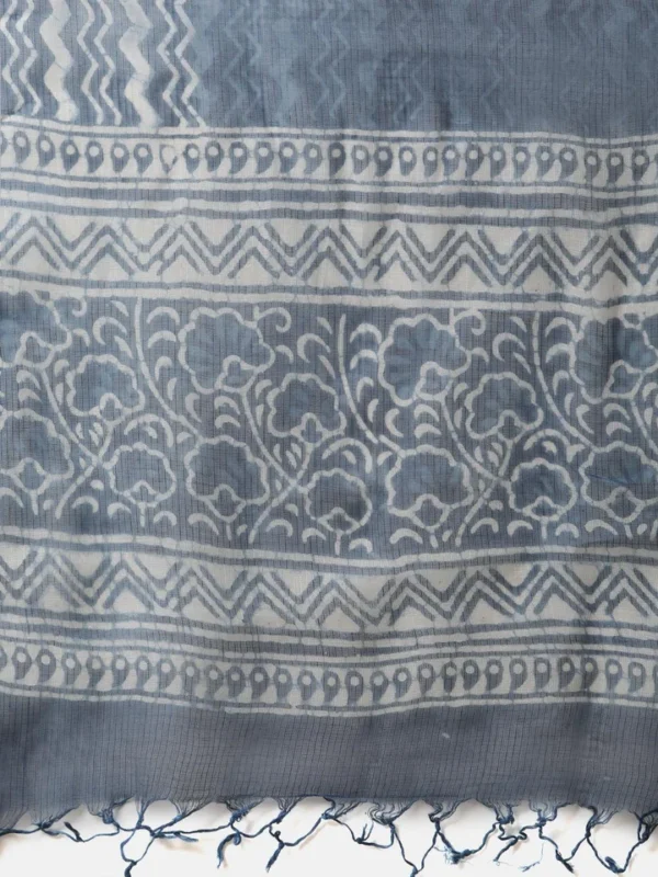 Divena Indigo Hand Block Printed Anarkali Kurta Pant Set with Dupatta - Image 6