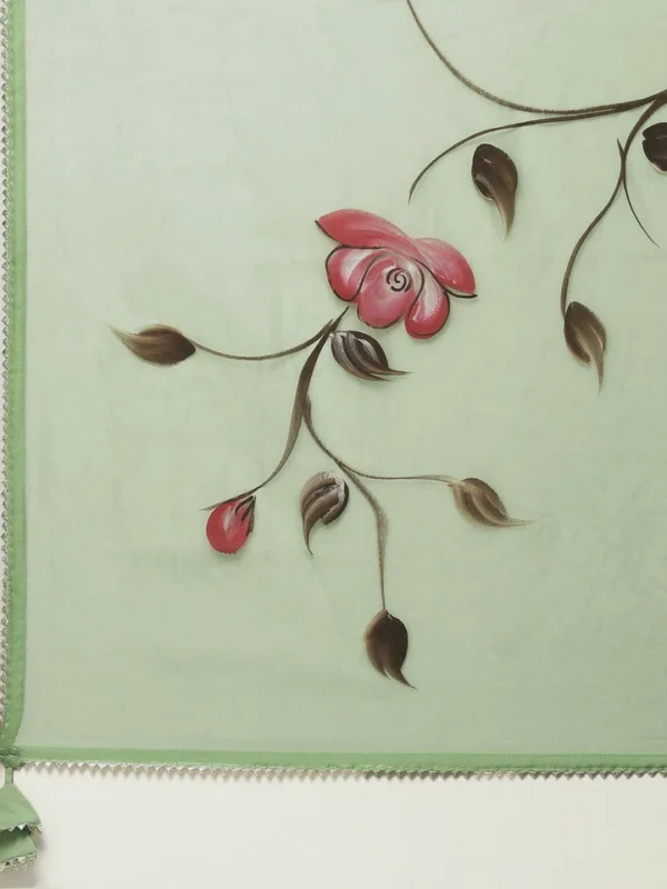 Divena Light Green Hand Painted Floral Anarkali Kurta Pant Set with Dupatta - Image 7