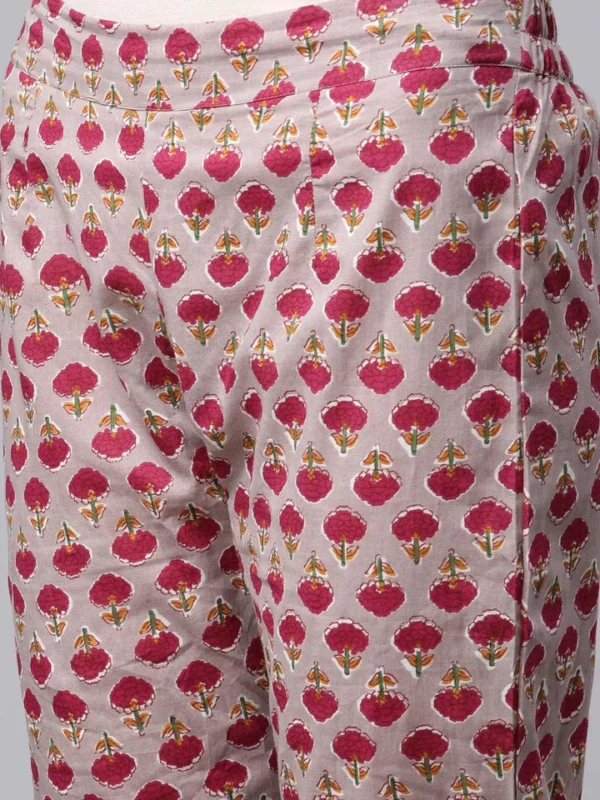 Divena Purple Cotton Anarkali Kurta Pant Set with Dupatta - Image 6