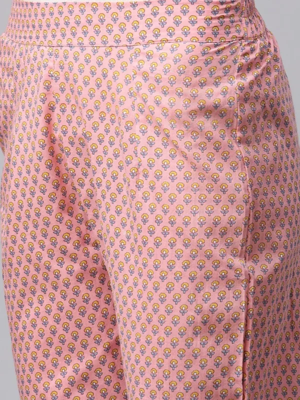 Divena Cotton Floral printed Anarkali kurta Pant set With Dupatta - Image 6