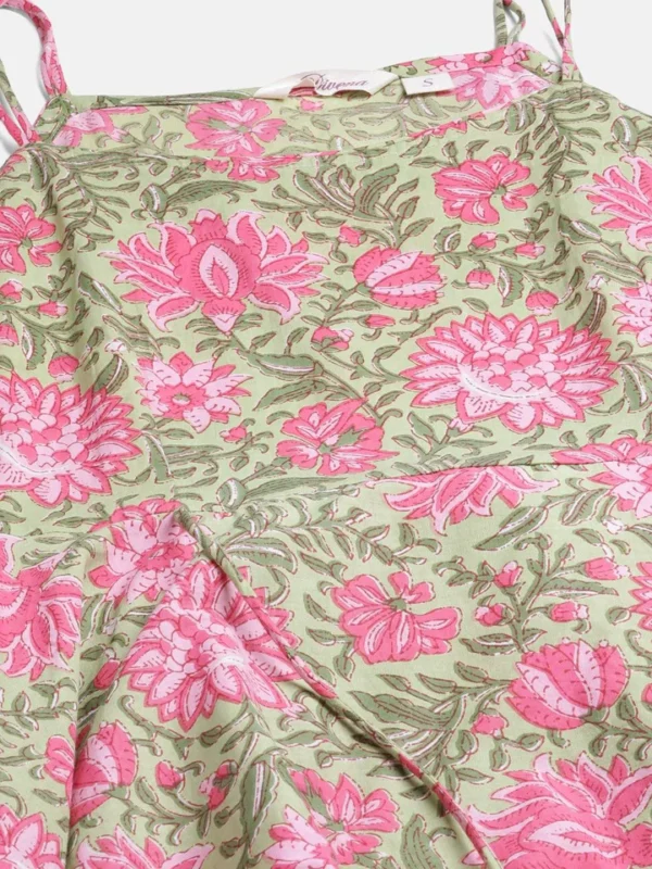 Divena Green Floral Printed Anarkali Kurta Pant Set with Dupatta - Image 5