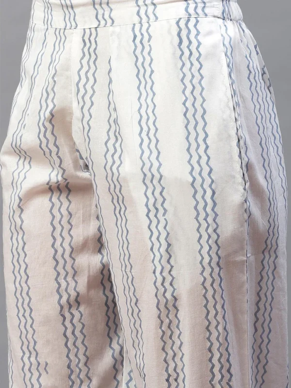 Divena Sky blue Hand Block Printed Anarkali kurta Pant Set with Dupatta - Image 4