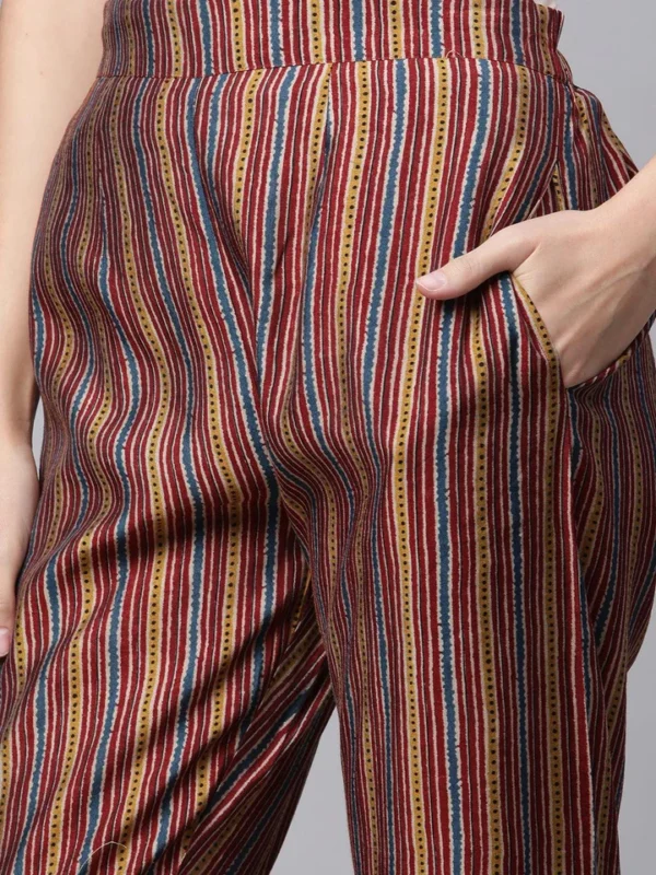 Divena Maroon Chanderi Kurta pant set - Image 5