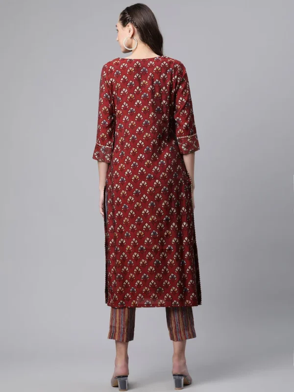 Divena Maroon Chanderi Kurta pant set - Image 4