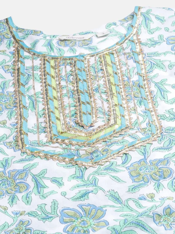 Divena White Floral Printed Kurta Palazzo set with Dupatta - Image 4