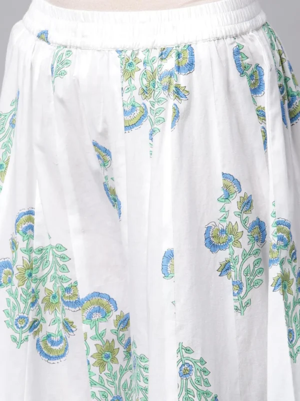 Divena White Floral Printed Kurta Palazzo set with Dupatta - Image 5
