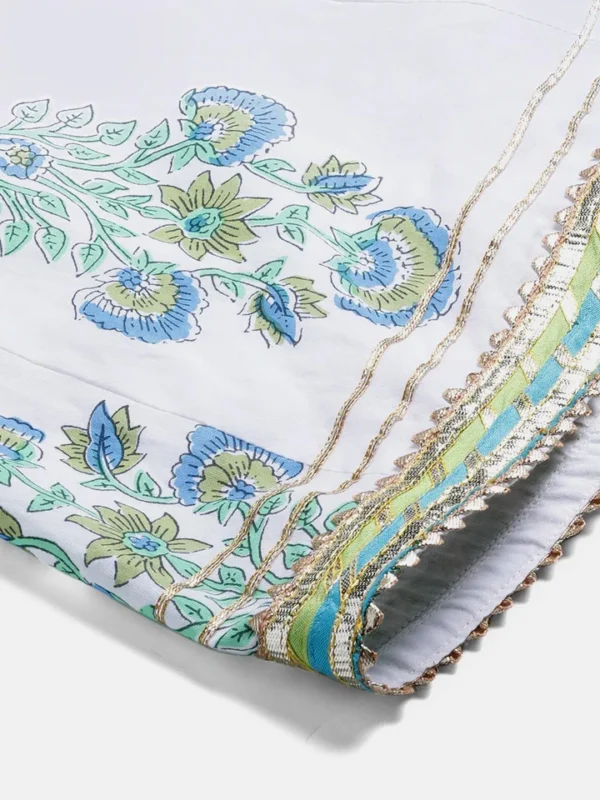 Divena White Floral Printed Kurta Palazzo set with Dupatta - Image 6