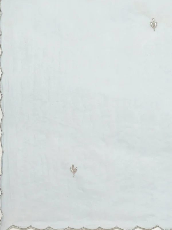 Divena Sky Blue Leheriya Cotton Kurta Pant set With Organza Dupatta - Image 7