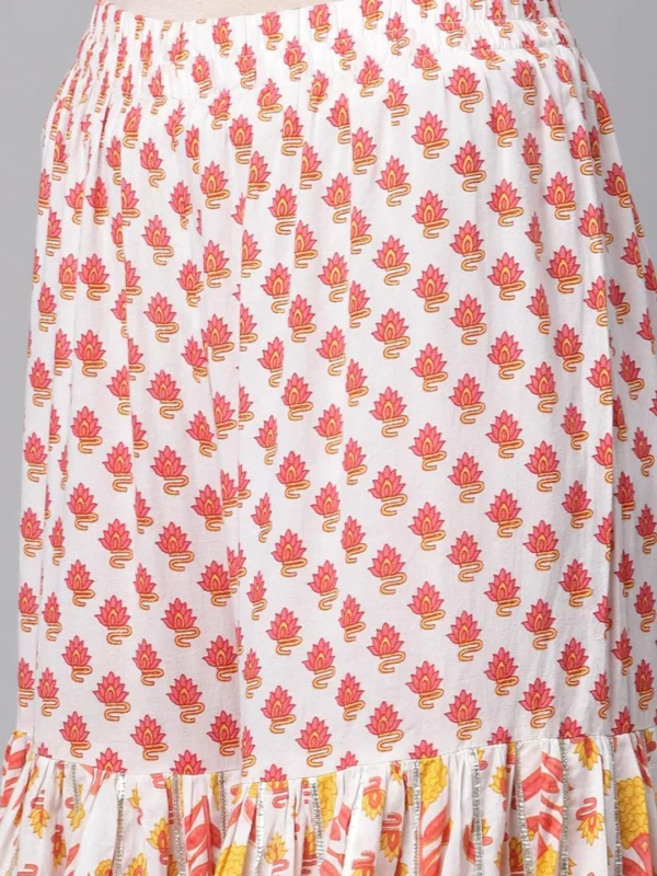 Divena Yellow White Peplum Top Sharara Set with Dupatta - Image 7