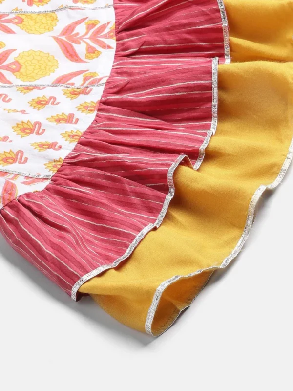 Divena Yellow White Peplum Top Sharara Set with Dupatta - Image 5