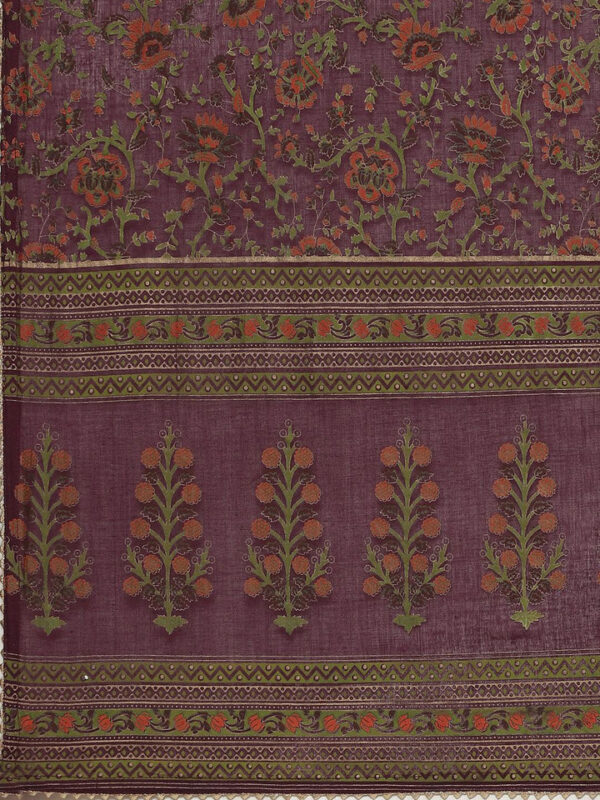 Divena Purple Cotton Straight Kurta Pant Set with Dupatta - Image 7