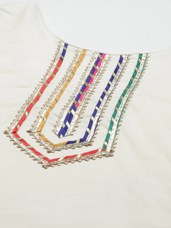 Divena Cream Solid Kurta Sharara Set with Hand Painted Dupatta - Image 5