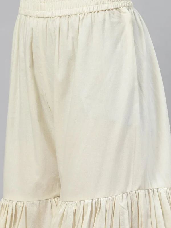 Divena Cream Solid Kurta Sharara Set with Hand Painted Dupatta - Image 6