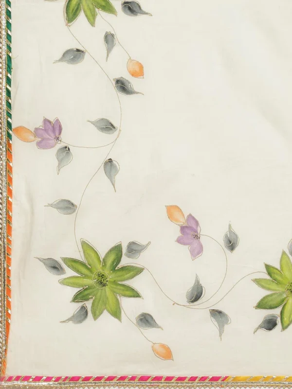 Divena Cream Solid Kurta Sharara Set with Hand Painted Dupatta - Image 7