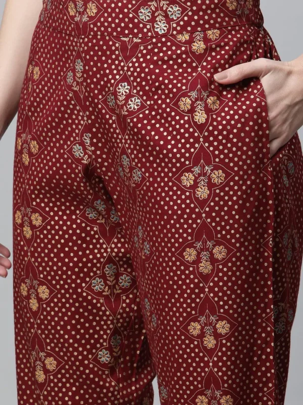 Divena Maroon Rayon Kurta Pant Set with kota doria Dupatta - Image 6