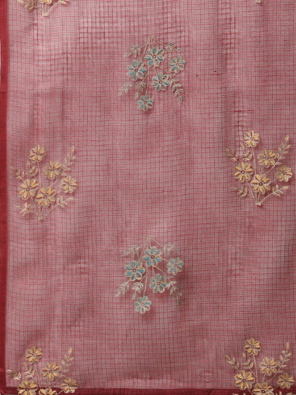 Divena Maroon Rayon Kurta Pant Set with kota doria Dupatta - Image 7