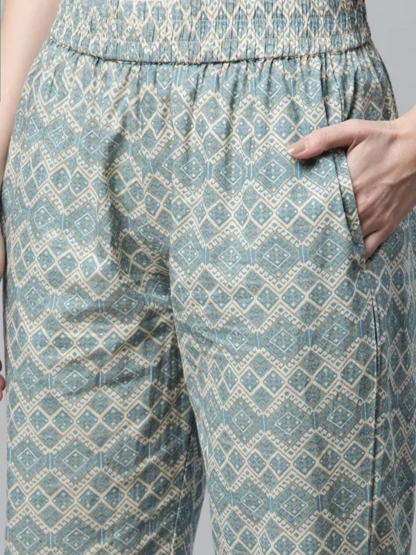 Divena Beige Cotton Straight Kurta Pant Set - Image 6