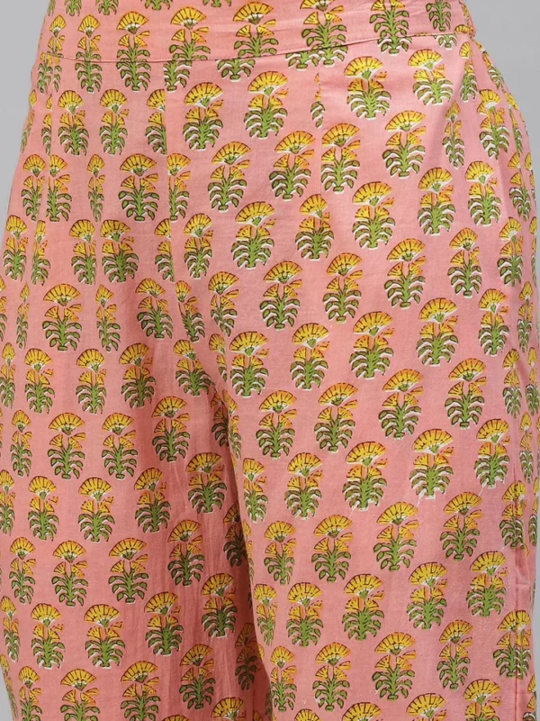 Divena Pink Floral Cotton Kurta Pant Set - Image 6