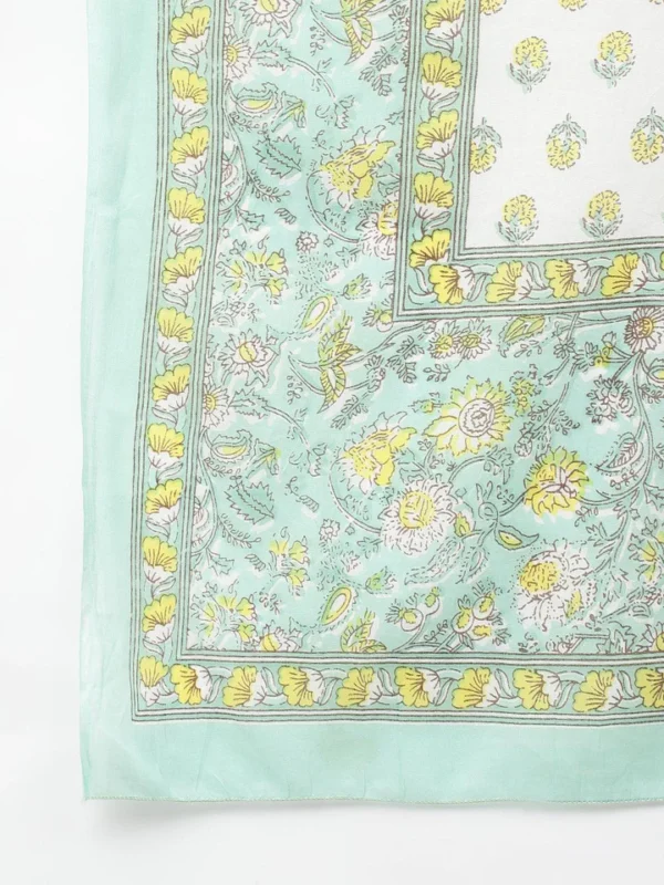 Divena Mint Green Floral Printed Kurta Pant set With Dupatta - Image 7
