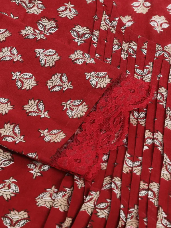 Divena Maroon Floral Printed Cotton Peplum Top - Image 8