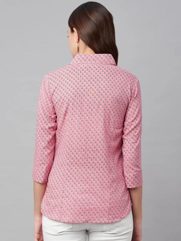Divena Baby Pink Block Printed Casual Women Shirts - Image 4