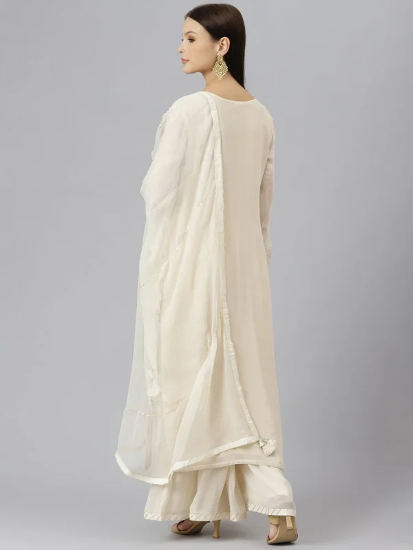 Divena Baby Pink Pure Rassion Chenderi Kurta Sharara Set with Dupatta - Image 4